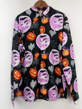 NWT SSLR size XL Men’s Multicolor Halloween Print Long Sleeve Button Up Shirt